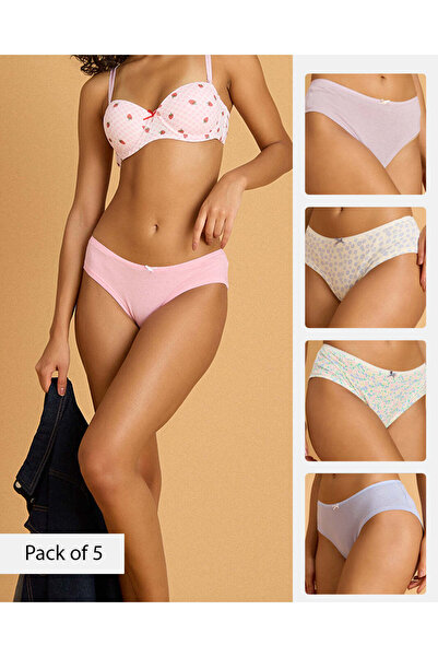 REDTAG Women Assorted 5 Pack Printed Boyleg Briefs