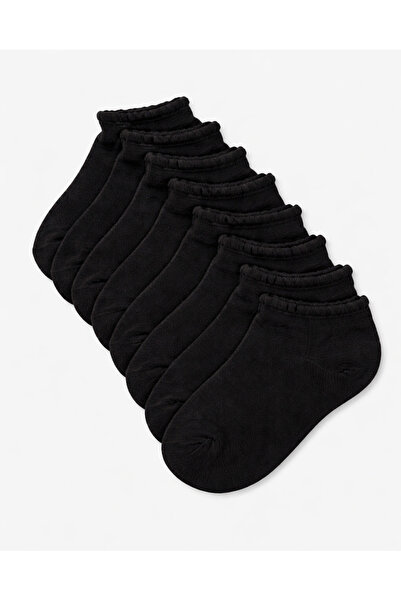REDTAG Junior Girls Black Scallop Edge Low Ankle Socks - Pack of 5