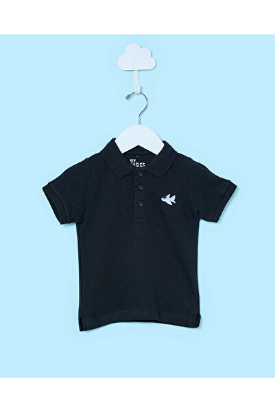 REDTAG Infant Boys Black Polo T-Shirt