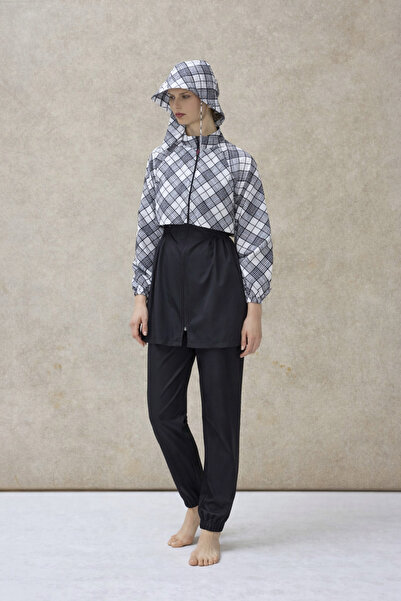 GAVLİA Women's Hijab Swimsuit Set of 4 with Half-Cover Zipper.