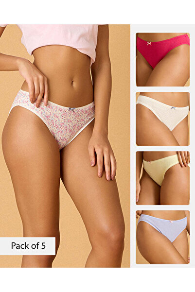 REDTAG Women Assorted 5 Pack Printed Bikini Briefs
