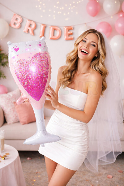 Huzur Party Store Pembe Kalp Baskılı Bardak Folyo Balon 80x30 Cm Bride To Be ...
