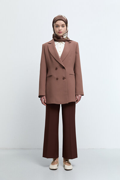 Tuğba Kruvaze Basic Ceket - Fındık