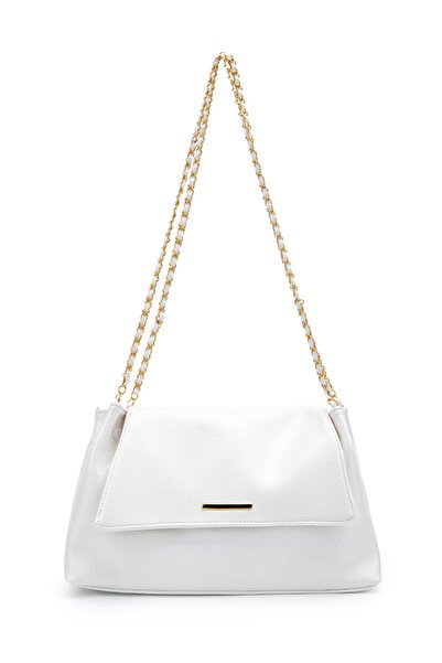 minebag Κομψή σχεδίαση με κάλυμμα Sarrah Γυναικείο Σακίδιο Ώμου Τσάντα Λευκό