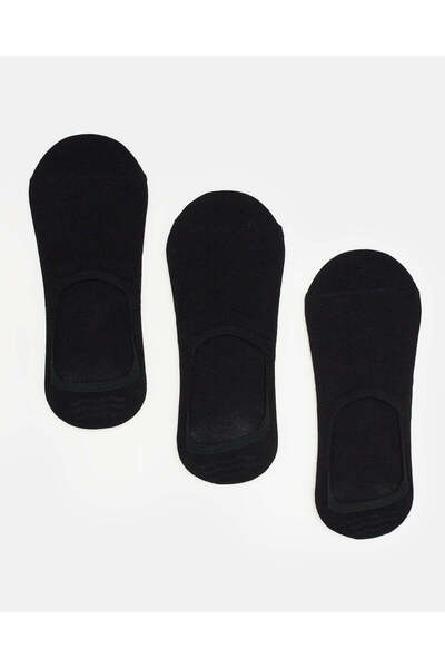 REDTAG Men Black 3-Pack Invisible Socks