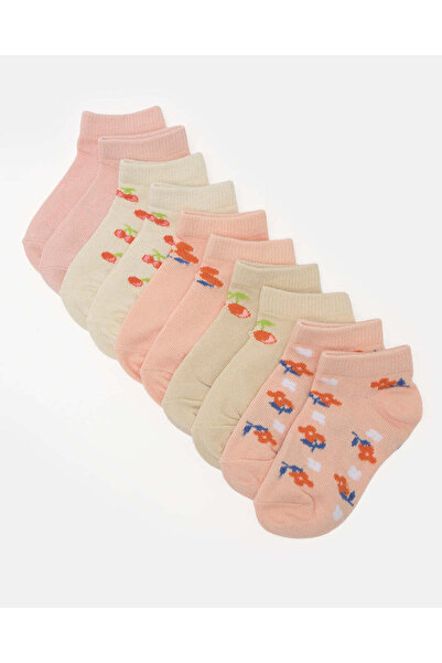 REDTAG Infant Girls Assorted 5 Pack Ankle Length Socks