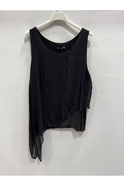 della moor Black Italian Asymmetrical Cut Hem Sequined Zero Sleeve a Lined İ ...