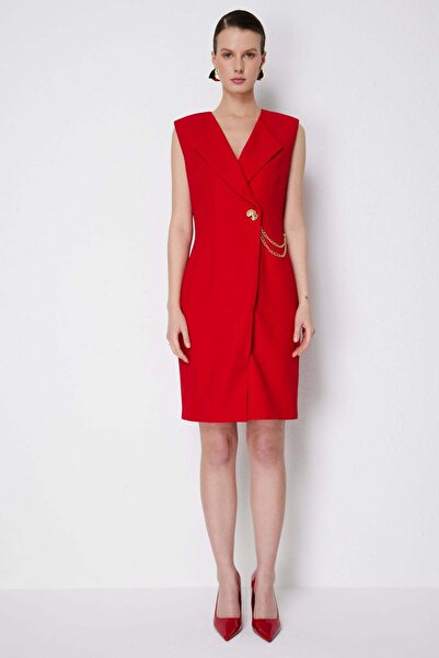 Ekol Chain Detail Double-Breasted Midi Dress