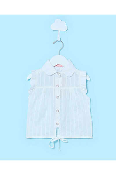 REDTAG بلوزة بيضاء بأزرار للبنات الصغيرات