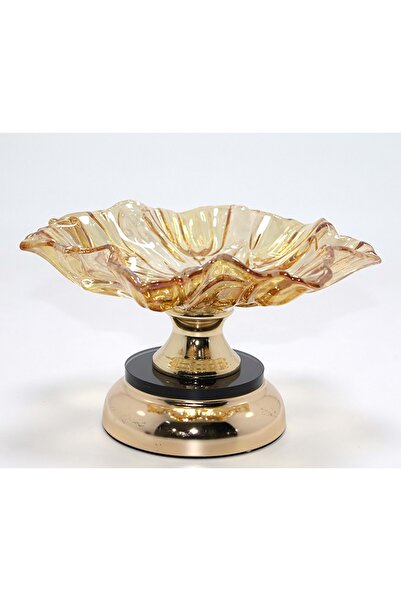 Store Gold Detaylı Ayaklı Dekoratif Cam Sunumluk 21x12 cm Şık Servis ve Masa ...