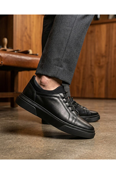 NHA 02026 Black Men's Inner-Toothed Genuine Leather Daily Elastic Lightweight...