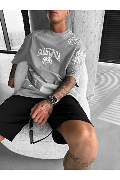 "California Street" Graffiti Tasarımlı Baskılı Streetwear Oversize T-shirt