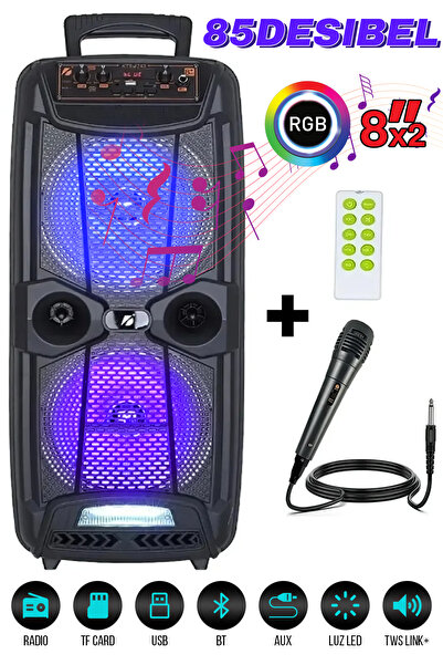 Bluetooth Karaoke Speaker Portable Party Speaker with RGB Light Microphone Powerful Bass USB aux