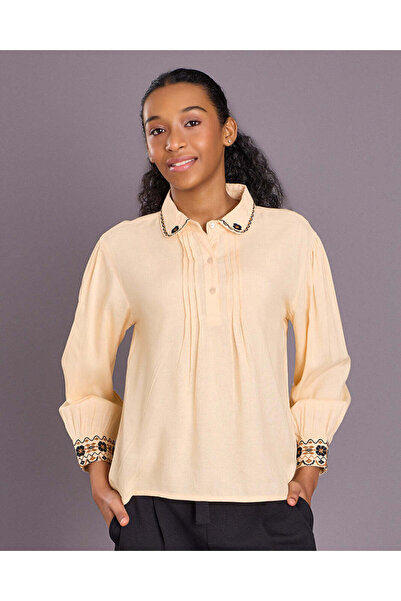 REDTAG Senior Girls Ivory Embroidered Blouse