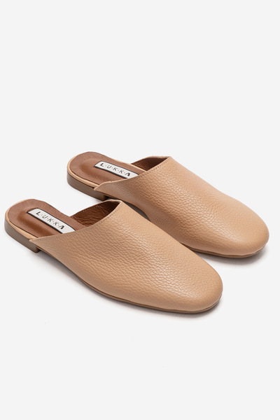 by selvi Lukka Shoes Genuine Leather Joyce Women's Nude Sabo Slipper