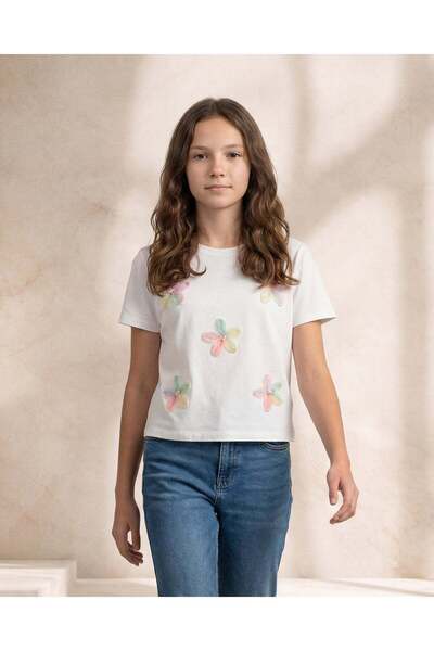 REDTAG Senior Girls White Embellished Top