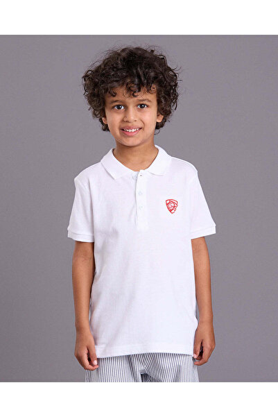 REDTAG Boys White Basic Polo T-Shirt