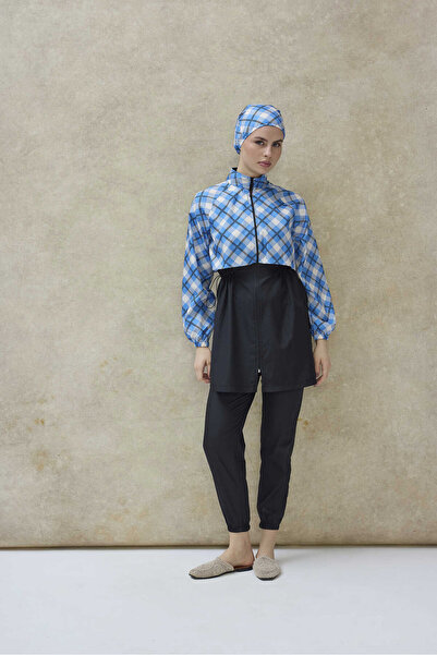 GAVLİA Women's Hijab Swimsuit Set of 4 with Half-Cover Zipper.