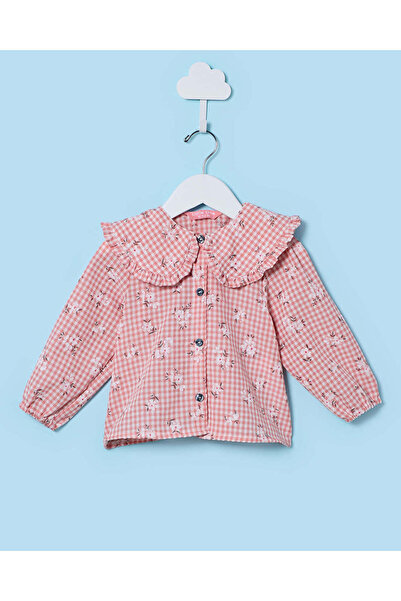 REDTAG Infant Girls Pink Checkered Blouse
