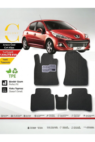 COLONY Peugeot 207 Hücreli Premium 1.Kalite Eva Paspas Seti Paspas Takımı & M...