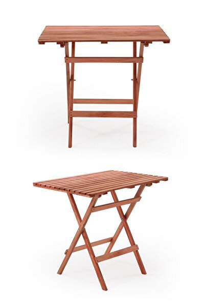 BarışAhşap Ahşap Bahçe Balkon Seti 60x80 Cm Masa 2 Sandalye Bistro set 60c80 Masa (Minder Hediyeli)