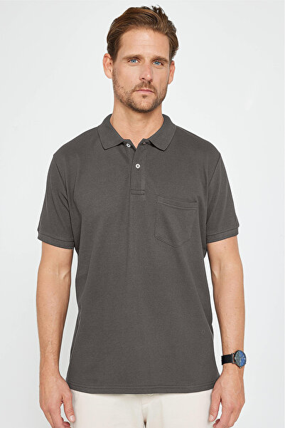 Tudors Men's Regular Fit Classic Fit 100% Cotton Plain Pique Gray Polo Neck T...