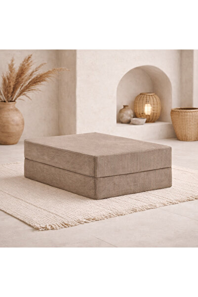 DECHOME 80x80 Modüler Puf | Fitilli Kadife | 36 cm Yükseklik | Orta Sert Süng...