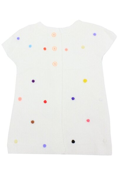 PRICHINDEL Vestă tricotată, acrilic, Ioana, albă cu buline