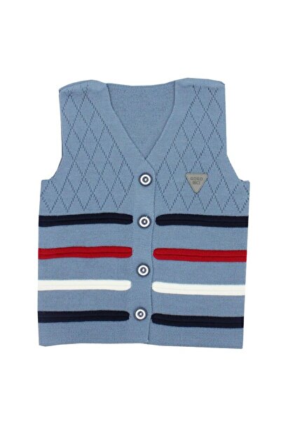 PRICHINDEL Knitted Vest, Gogo, Blue with Stripes