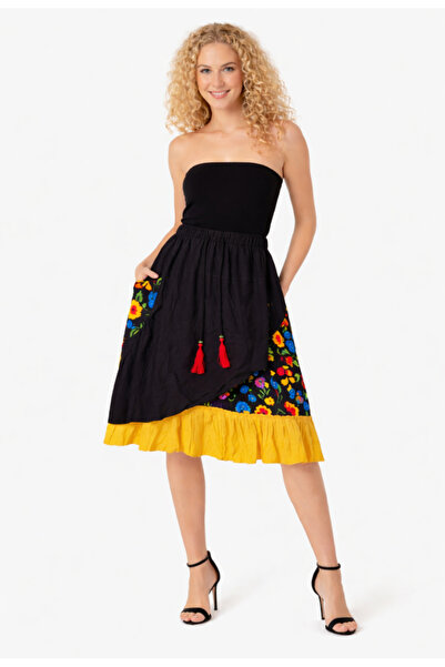 Nobrand Women's boho skirt with Printed , side Functional Pocket and Elastic ...