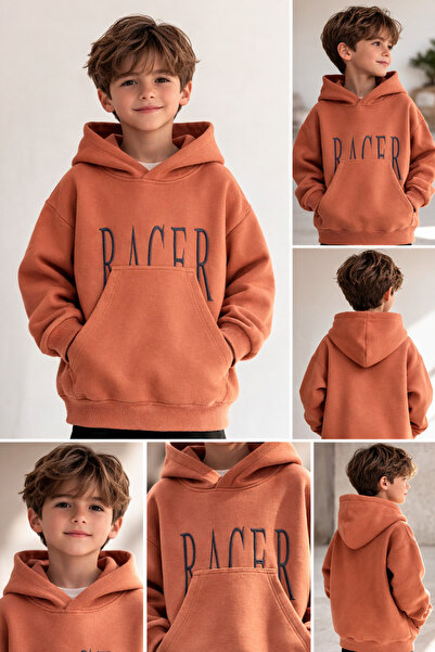 6-14 Yaş Erkek Çocuk Kanguru Cepli Kapüşonlu Sweatshirt