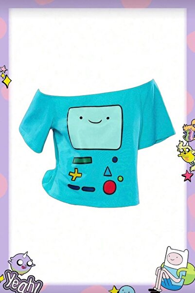 Gofeel Adventure Time Desenli Fin And Jack Crop T-shirt