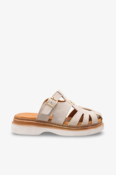 İNNABUTİKK Λιλία Γυναικεία Γνήσιο Δέρμα Παντόφλες - Μπεζ Σουέτ