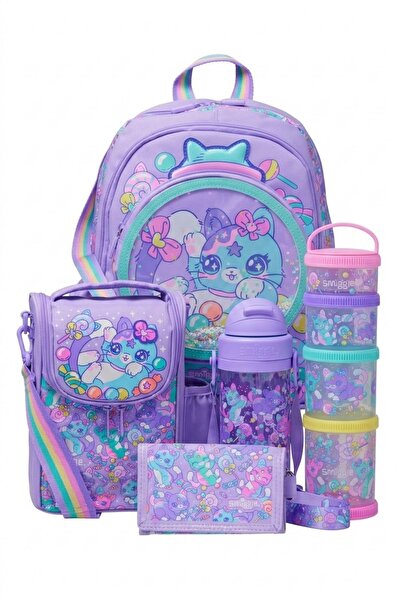 SMIGGLE Adventurous 5-Piece Set – Backpack , Nutrition Container, Water Bottl...