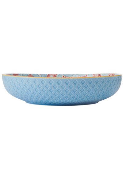 MIKASA Mkpbowls32 Glazed Ceramic Bowl Blue Mosaic Patterned
