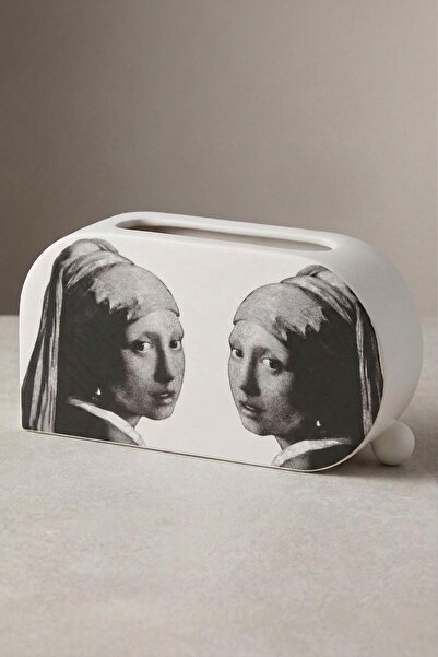 SETABIANCA Ceramic Horizontal Decorative Vase 24 cm – Modern Vase with Pearl ...