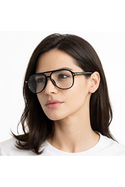 mirvia Unisex Blue Light Protective Glasses Black Frame Gold Detail Transpare...