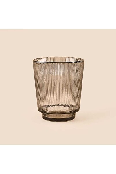Evidea Deco Çizgili Bardak Mumluk - Füme - 11 cm