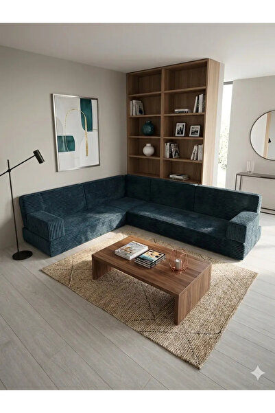 BAKIRÖZÜ HOME Premium Kadife Kumaş, Konforlu Yer Kanepesi ,Modüler Şark Köşes...