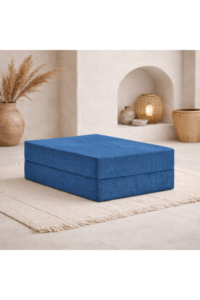 DECHOME 80x80 Modüler Puf | Fitilli Kadife | 36 cm Yükseklik | Orta Sert Süng...