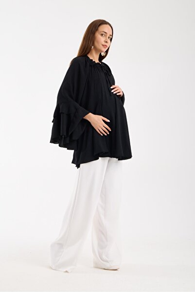 Işşıl 2618-Volanlı Kol Hamile Giyim OverSize Bluz-Tunik