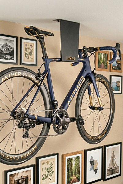 LAMASPOR Bike Station HOOK | Dekoratif Metal Tavan Tipi Siyah Bisiklet Askı S...