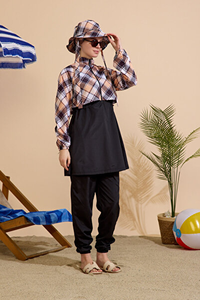 GAVLİA Women's Hijab Swimsuit Set of 5 with Half-Covering Zipper..