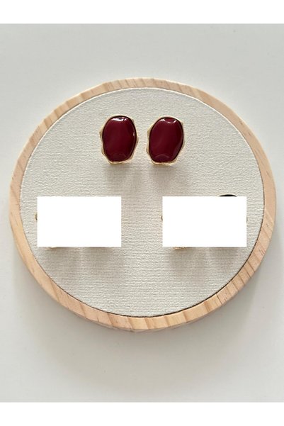 shop Brand Burgundy Design Steel Earrings (4 cm)