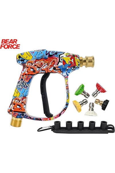 ROBEVE Bear Force Lavor İle Uyumlu Araç Yıkama Tabancası 5li Nozzle Set ve Kemer Klipsli İle Birlikte