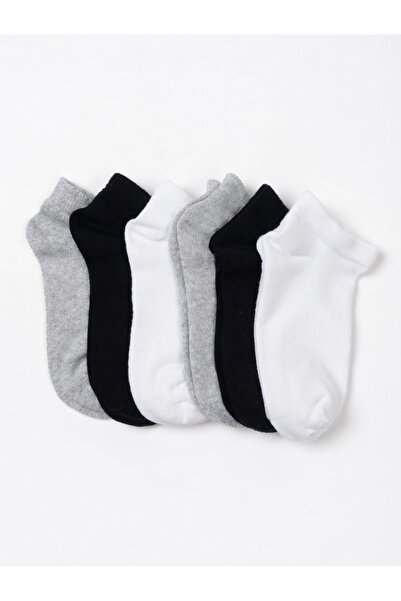 Tina atelier 6 Çift Kız-Erkek Düz Spor Çocuk Patik çorap Unisex (Beyaz-Lacive...