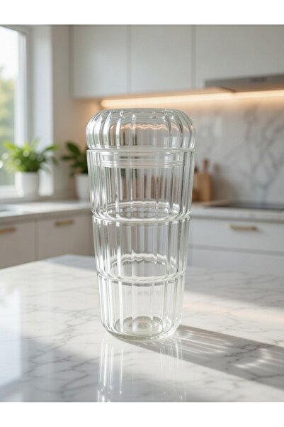 Decorland 3-Pack of Striped Glass Storage Containers