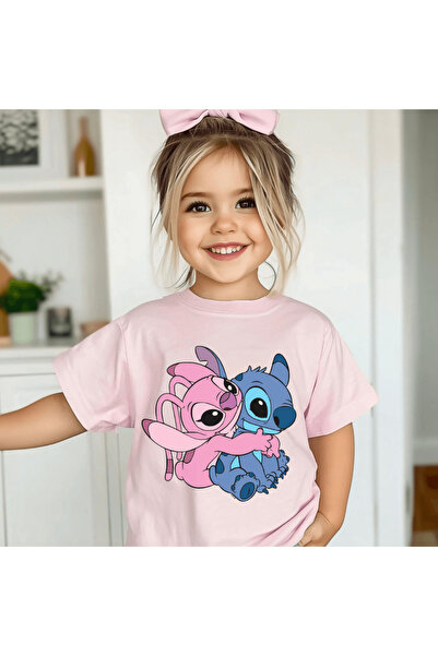 Kartier Tricou Copil Roz Angel Hugging Stitch