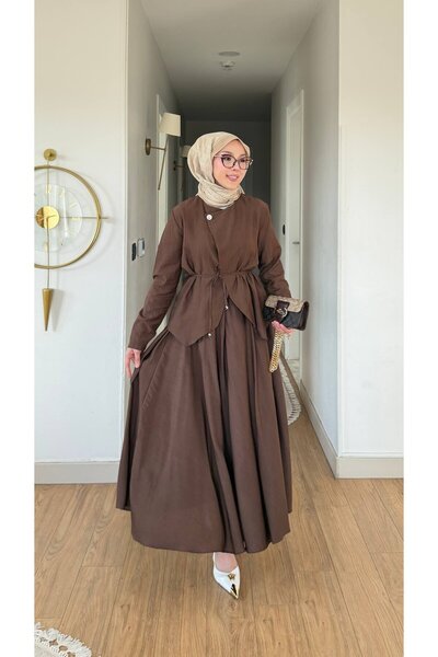 TrendParis Cupra Fabric Tie-Detail Double Set