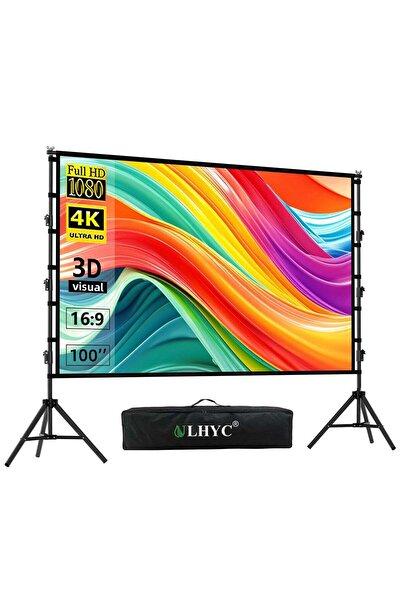 ULHYC شاشة عرض محمولة قابلة للطي مقاس 100 بوصة بنسبة عرض إلى ارتفاع 16:9